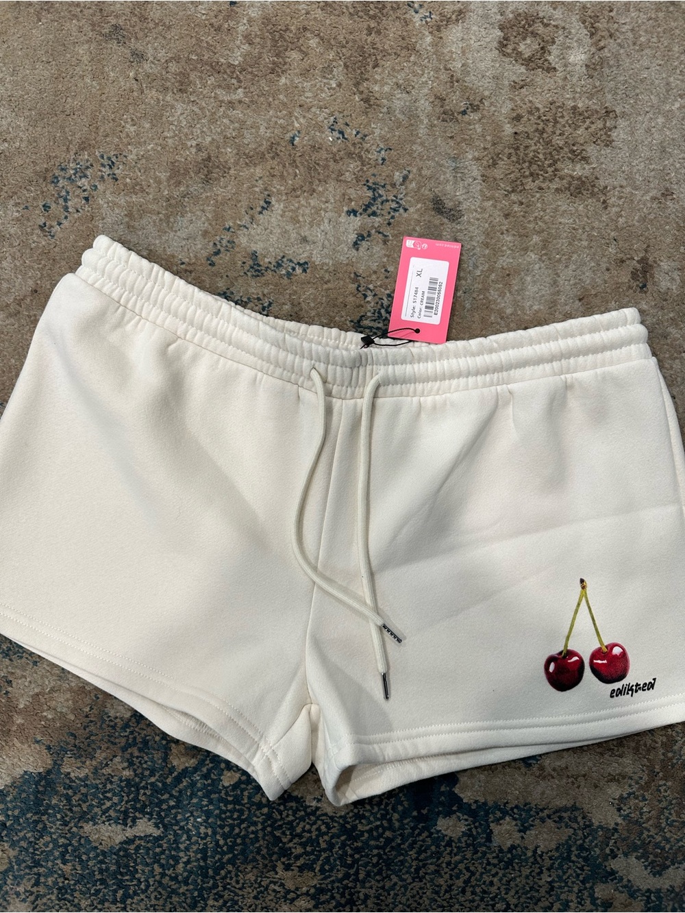 NWT
Edikted Cream Shorts with Cherries